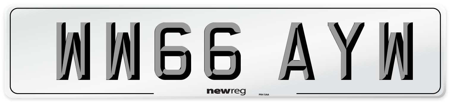 WW66 AYW Number Plate from New Reg